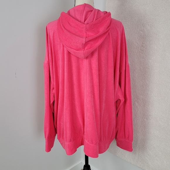 Lane Bryant LIVI Honeysuckle Pink Zip Front Towel Terry Hoodie Jacket 26/28 NEW - Picture 5 of 15